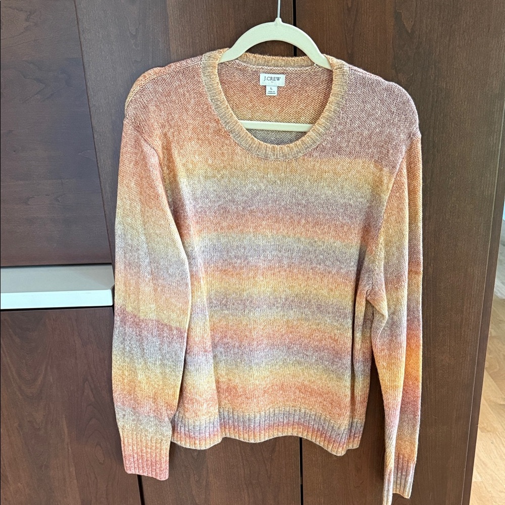 J. Crew Women's Striped Crewneck Sweater in Peach, Yellow & Gray